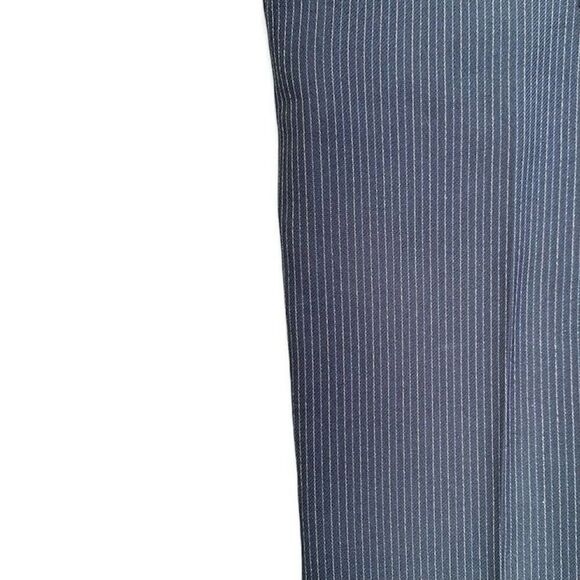Vintage1970s Pinstripe‎ Mens Straight Leg Pants Navy Blue Cotton Blend - Picture 3 of 6
